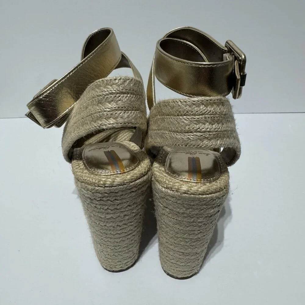 Samexoeman Womens Vada Sandals Gold Leather Size 9.5 M